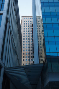 Low angle view of modern buildings against sky