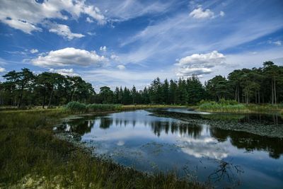 Scenic view of lake against sky