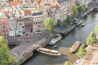 High angle view of river in city