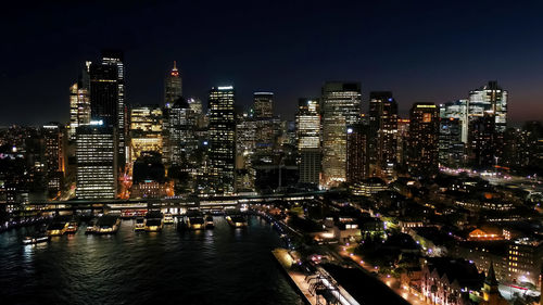 Illuminated city at night,sydney,australia