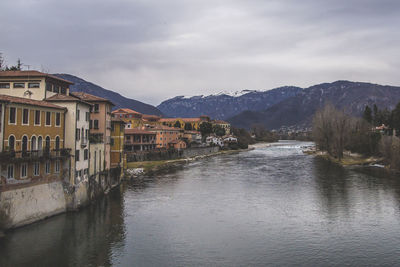 Scenic view of residential district against sky