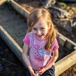 Portrait of cute girl smiling