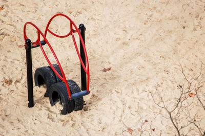 High angle view of play guarden sand kids