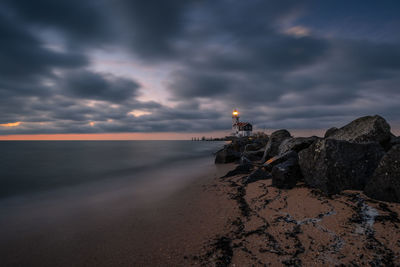 Scenic view of sea against sky during sunset