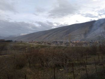 Scenic view of mountains against sky