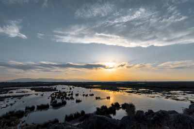 Scenic view of sea against sky during sunset