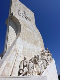 Low angle view of statue against building