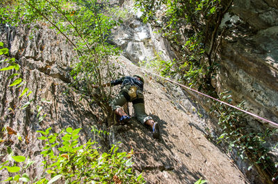 View of rock formation by mountain