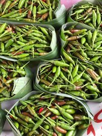 High angle view of vegetables for sale in market