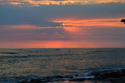 Scenic view of sea at sunset