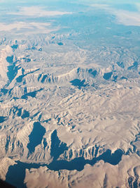 High angle view of snowcapped mountains