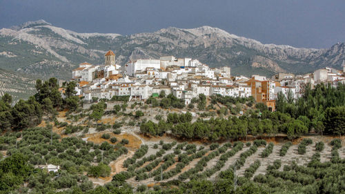 Scenic view of buildings in city against sky