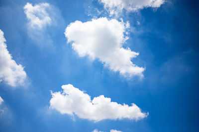 Low angle view of clouds in blue sky