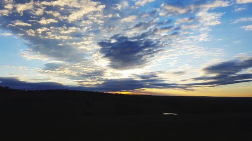 Scenic view of silhouette landscape against sky during sunset