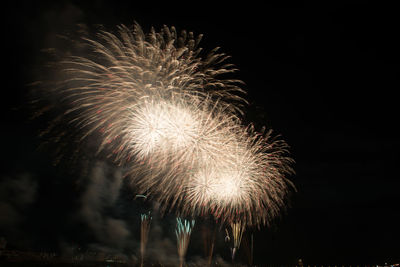 Firework display at night