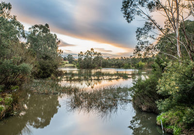 Scenic view of lake against sky