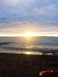 Scenic view of sea against cloudy sky