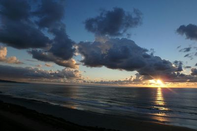 Scenic view of sunset over sea