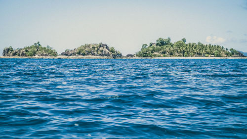 Scenic view of sea against clear sky