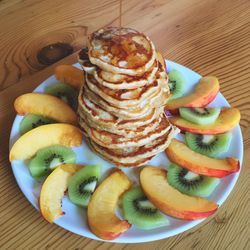 High angle view of food on table