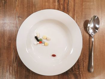 Directly above shot of food in plate on table