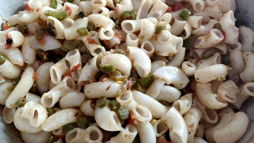 Full frame shot of chopped vegetables in plate