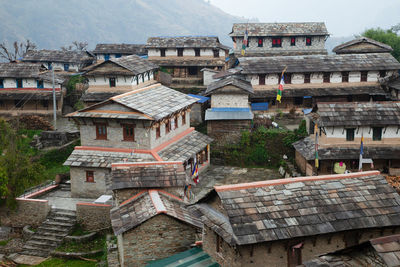 High angle view of buildings in city