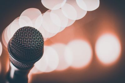 Close-up of illuminated lighting equipment