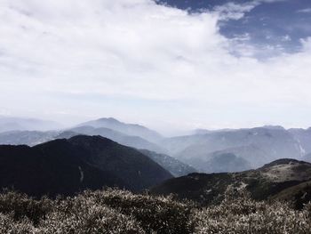 Scenic view of mountains against sky