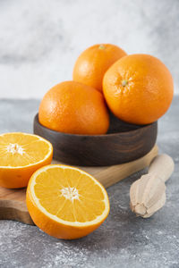 Close-up of orange fruits on table