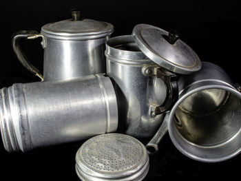 High angle view of coffee beans in container