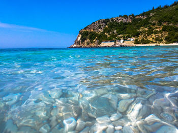 Scenic view of sea against clear sky