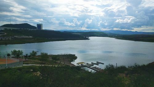 High angle view of calm sea