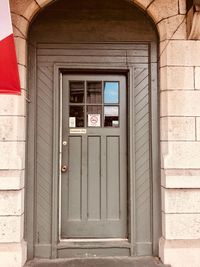 Closed door of building