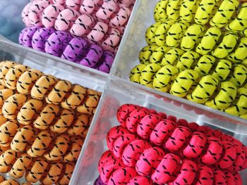 High angle view of candies for sale in store