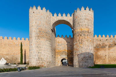 View of fort against blue sky