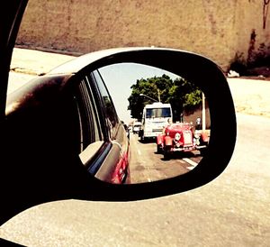 Close-up of side-view mirror