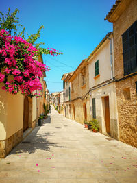 Street amidst houses and buildings against sky