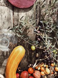 High angle view of fruits on table