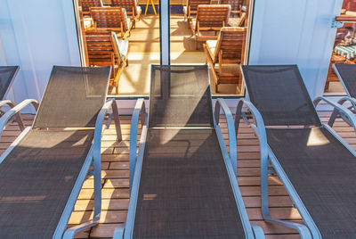 High angle view deckchair outdoors