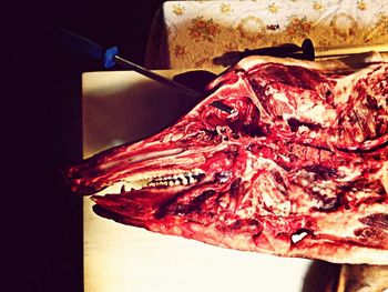 Close-up of food on table