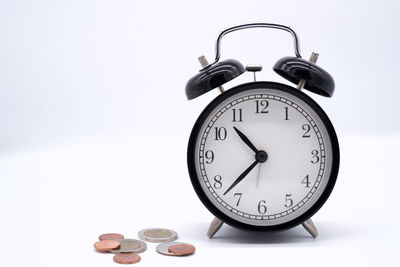 Close-up of clock against white background