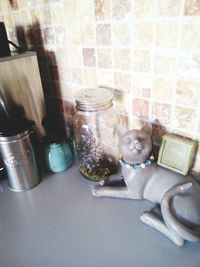 Close-up of jar on table