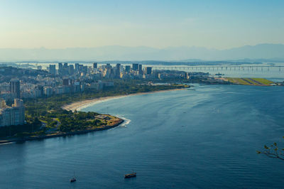 Areal view of rio de janeiro north bay looking toward flamengo beach and the local airport