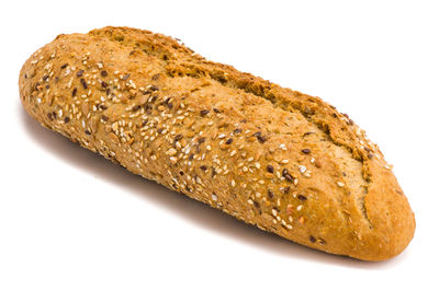 Close-up of bread against white background