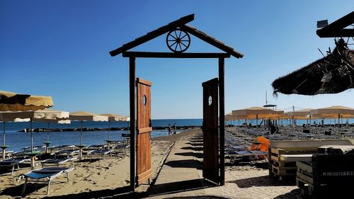 Scenic view of beach against clear sky