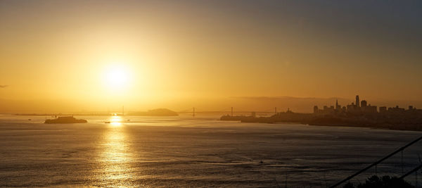 View of city at sunset