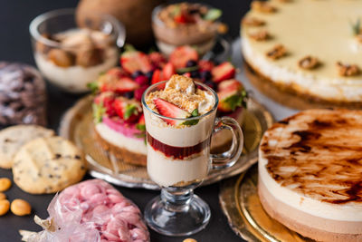 Close-up of dessert on table