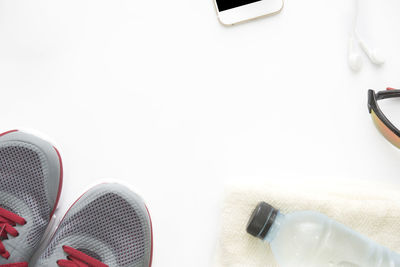 High angle view of eyeglasses on table