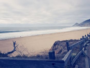Scenic view of sea against cloudy sky